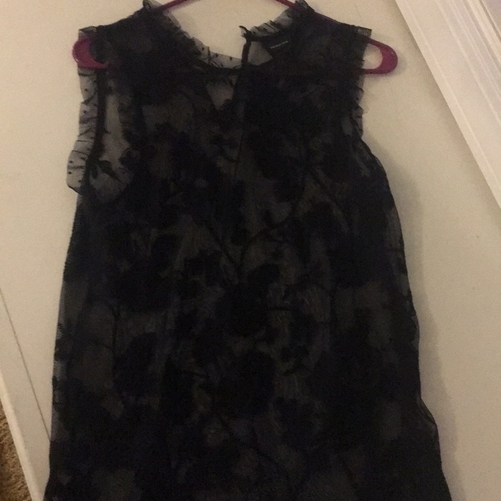 Mesh floral black top
